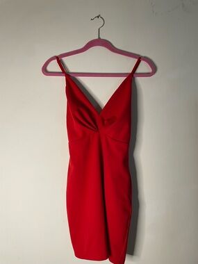 Lulu's Red V-Neck Spaghetti Strap Mini Dress